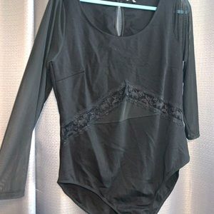 Charlotte Russe black mesh bodysuit with lace size 2x